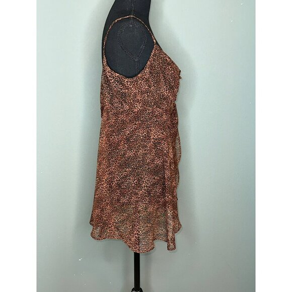 VTG Victoria's Secret Women's Large Y2K 90s Leopard Semi-Sheer Babydoll Top - Picture 3 of 11